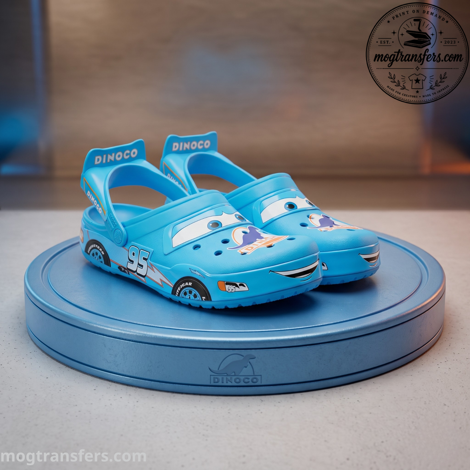 Dinoco Blue Lightning McQueen Clog Shoes - Disney Pixar Cars Racing Clogs